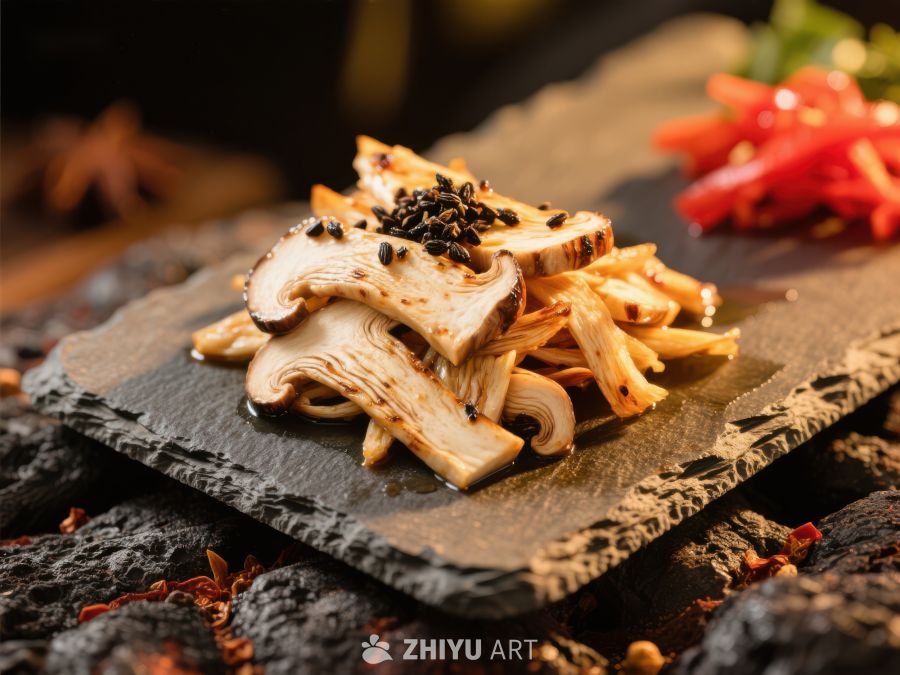 黑椒烤蘑菇配红椒丝 224
