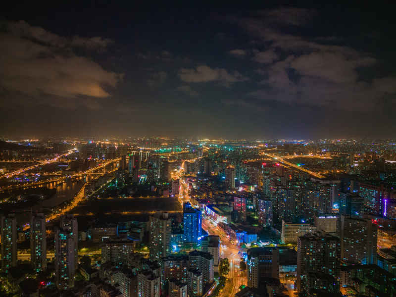 航拍 江苏 无锡 城市 夜景
