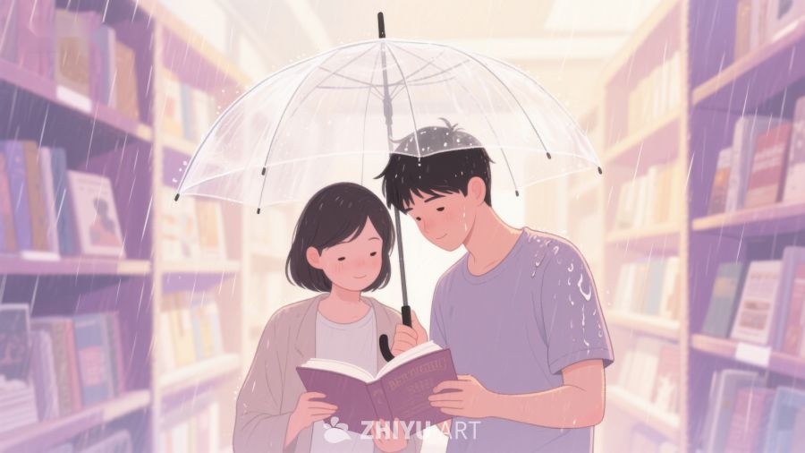 雨中图书馆共读温馨时刻 687