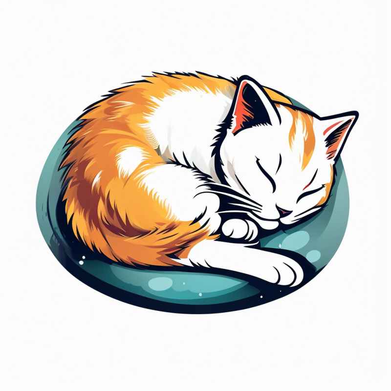 爱睡懒觉的猫咪插画元素 5