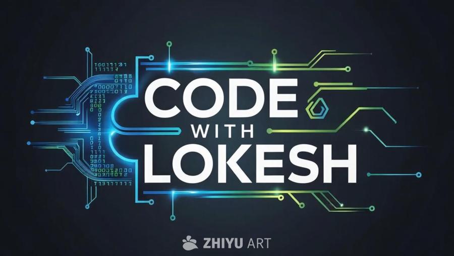 白色文字“CODE WITH LOKESH”位于深