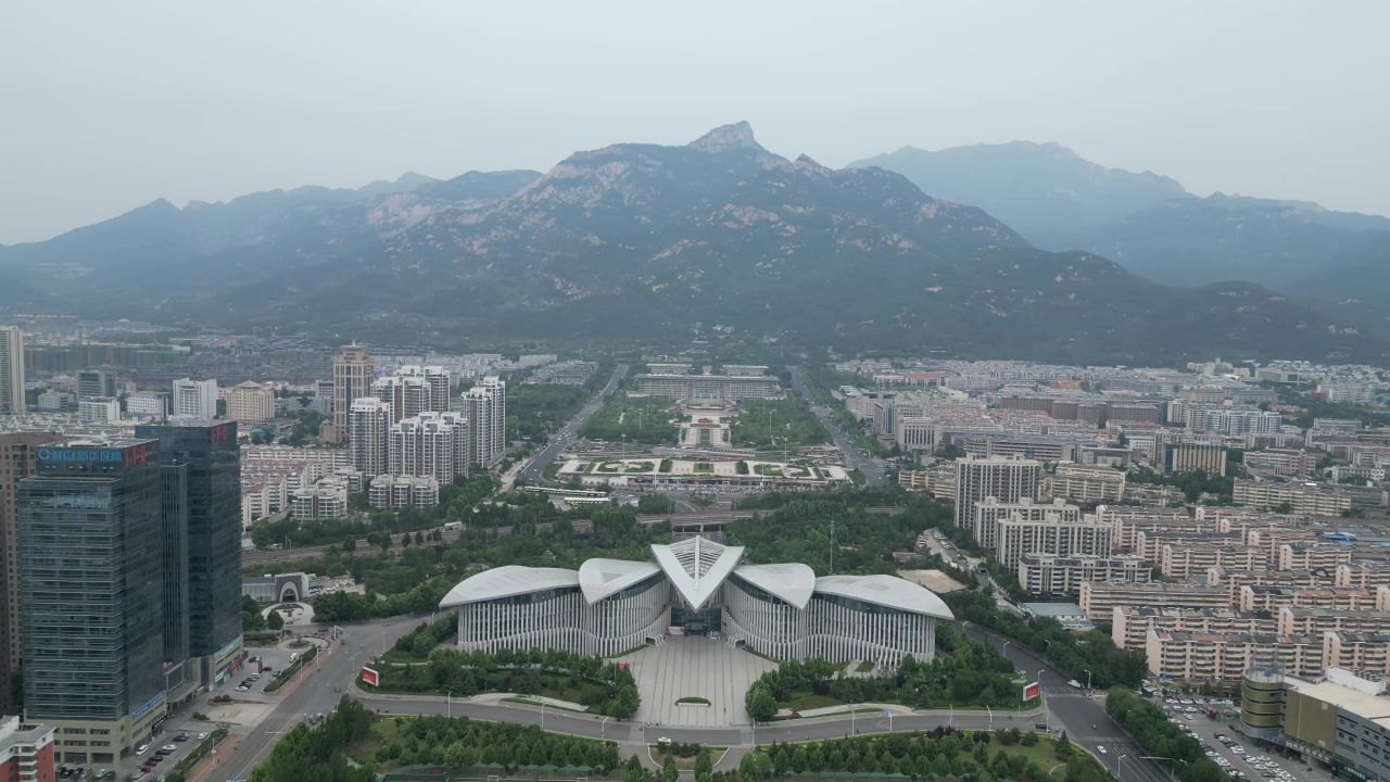 航拍山东泰安文化艺术中心