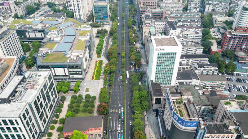 浙江杭州城市风光航拍摄影图 