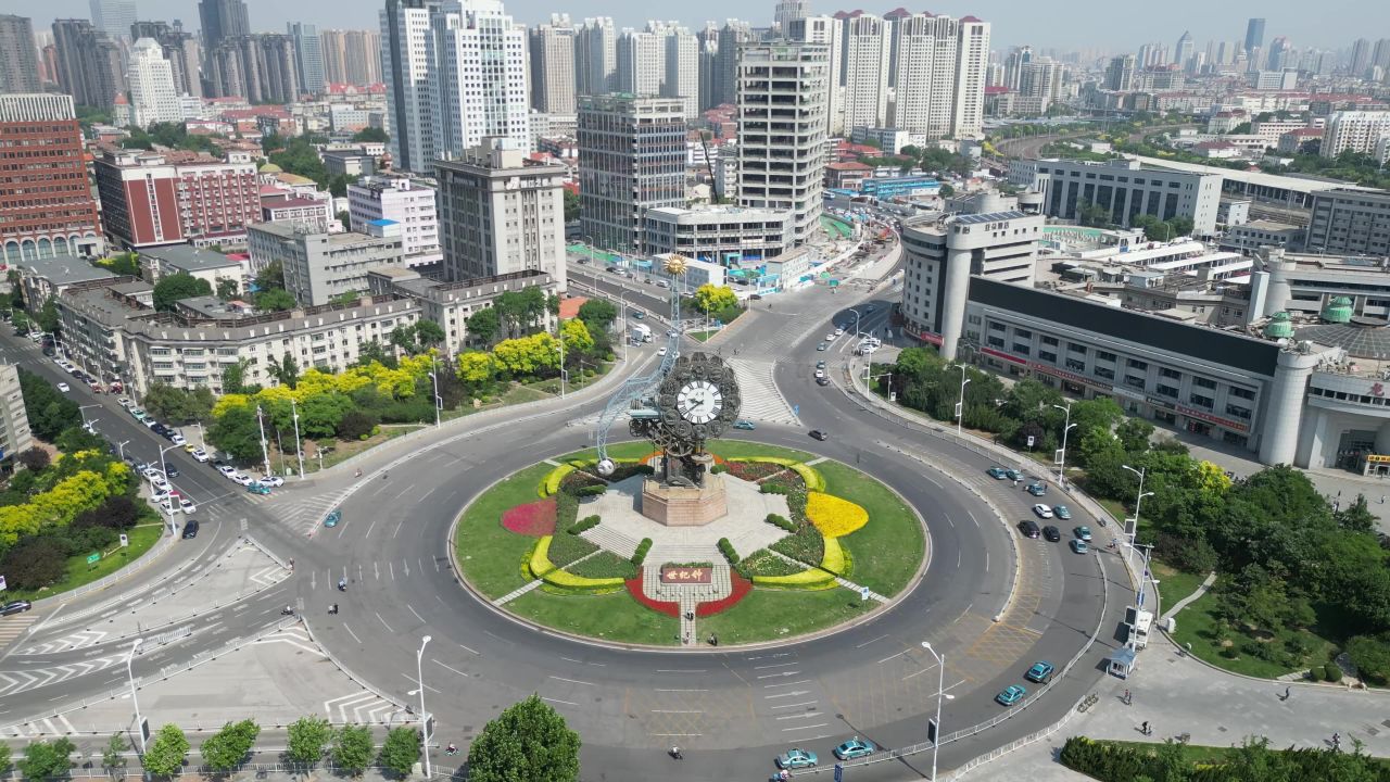  航拍天津世纪钟广场
