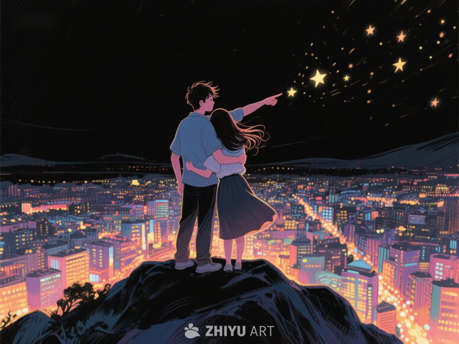 夜空下情侣共赏璀璨星辰 1064