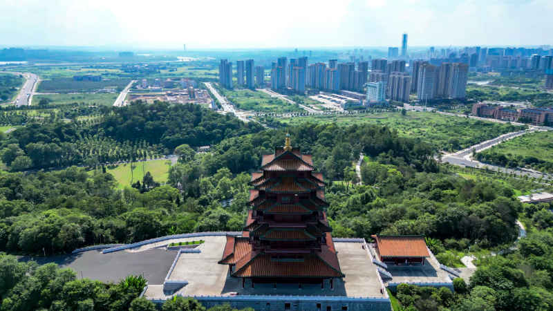 江西吉安城市风光旅游景区航拍图