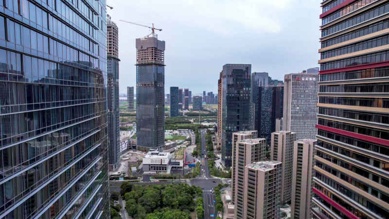 浙江杭州城市风光航拍摄影图 