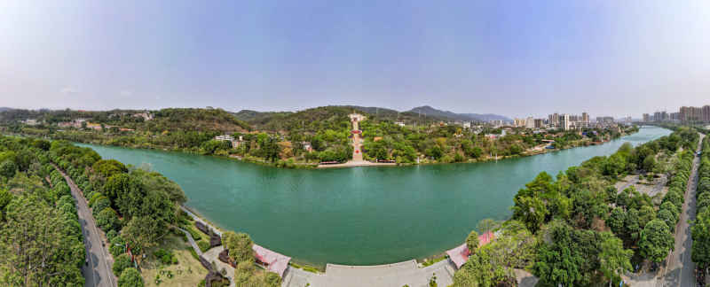 广西百色城市风光百色起义纪念园全景图航拍