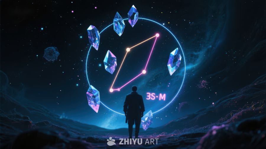星空下的神秘符号与人物剪影 799