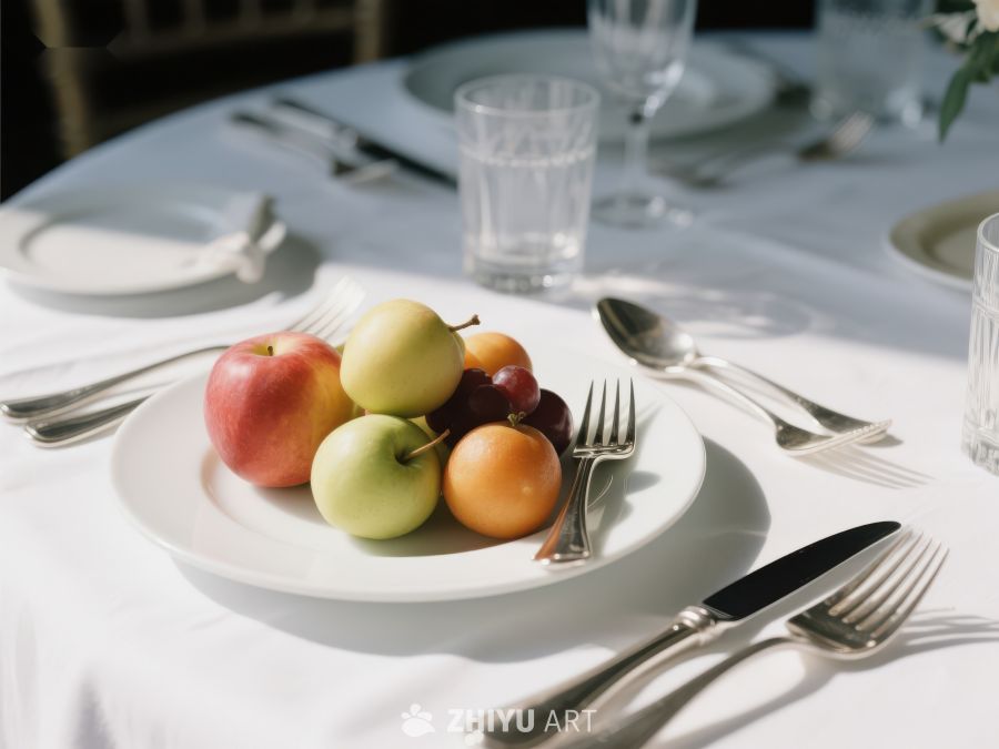 餐桌上的水果与餐具 66