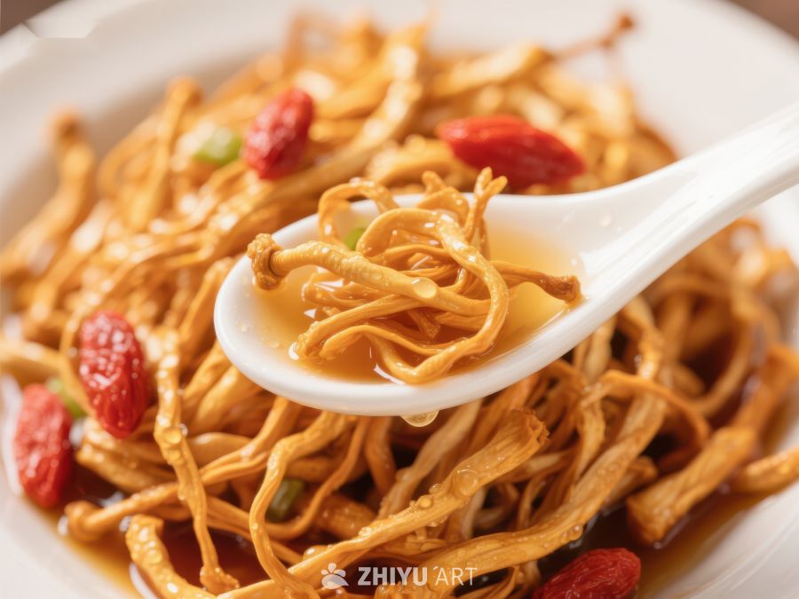 金针菇炒枸杞美食特写 423