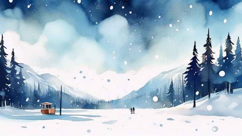 冬季背景图插画雪山雪景 10