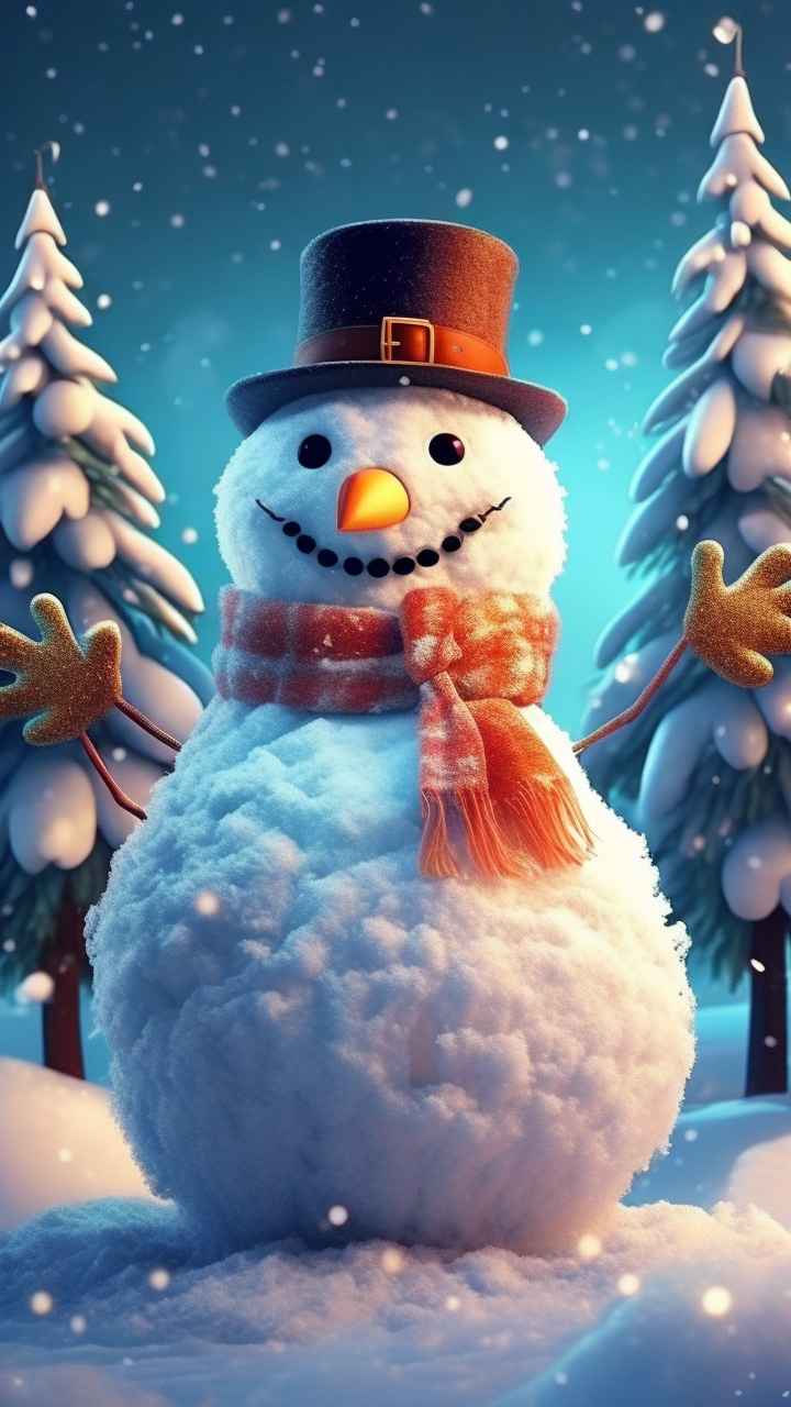 冬季插画雪人堆 47