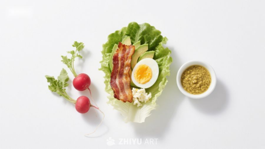 生菜包裹培根鸡蛋沙拉