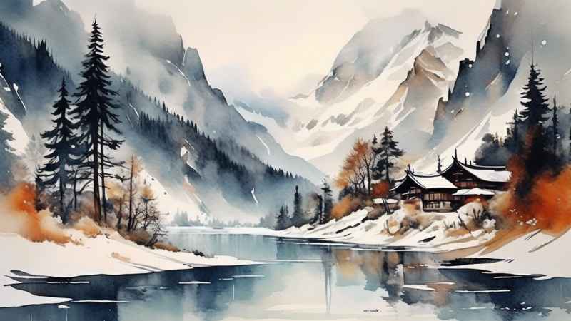 雪山高原冰川插画 51
