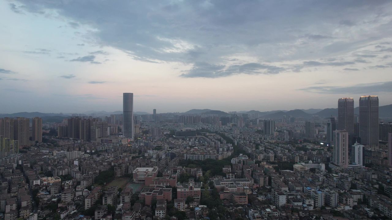 广东中山市城市大景航拍