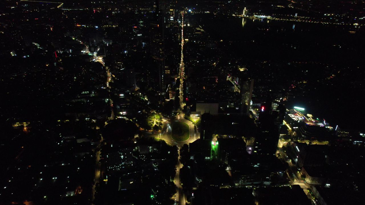 江苏南京城市夜景灯光航拍 