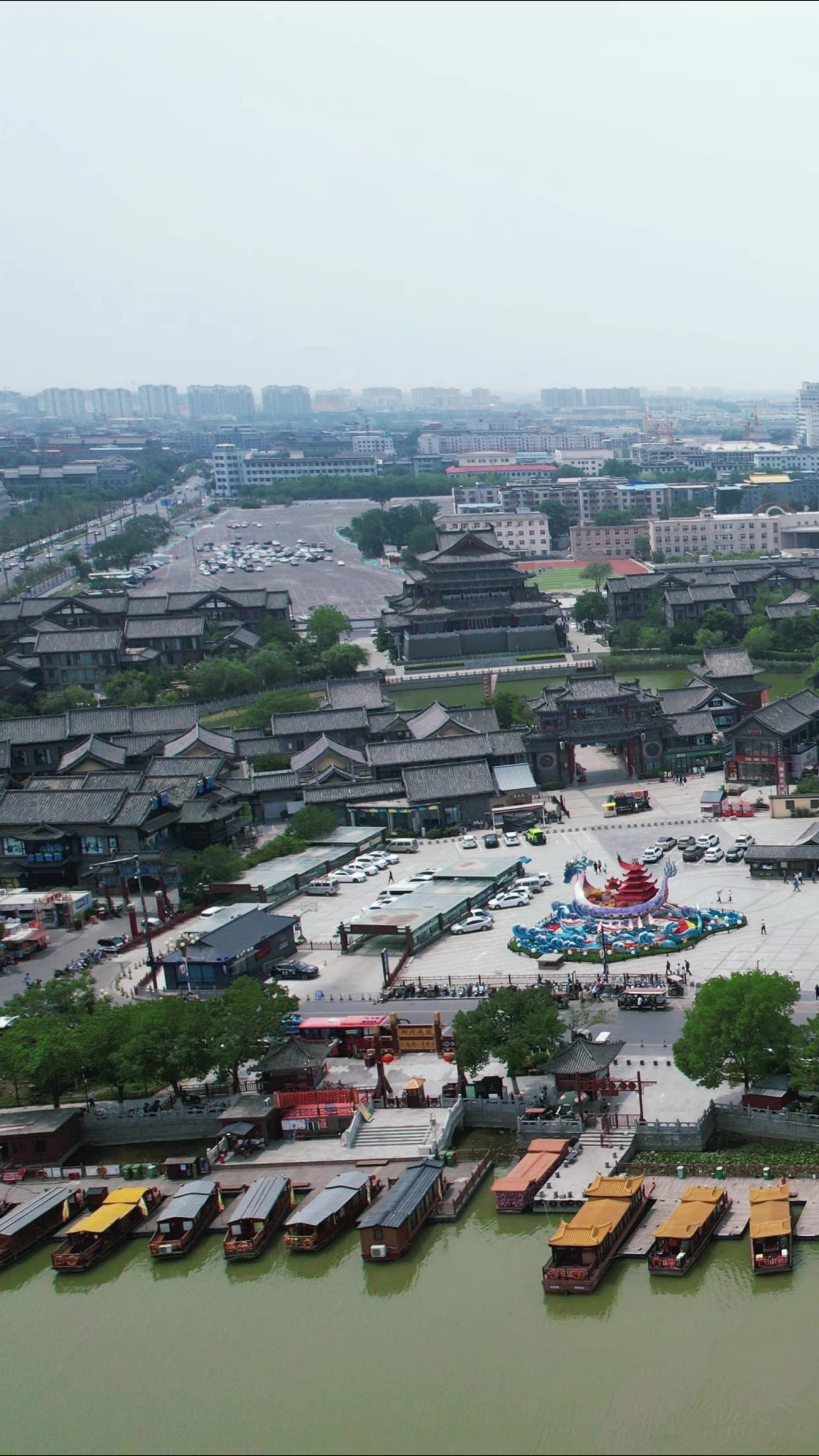 河南开封城市风光旅游景区航拍 