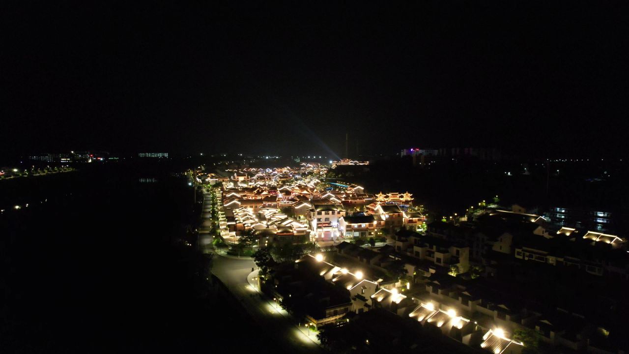 广西崇左太平古城夜景航拍 