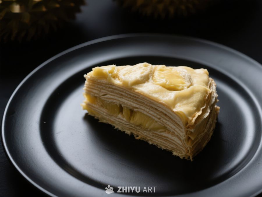 金黄色榴莲千层蛋糕