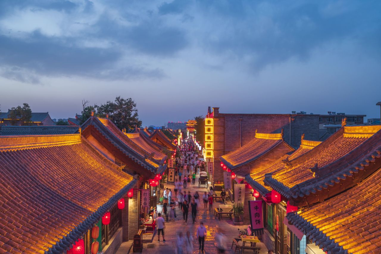 忻州古城夜晚街道延时