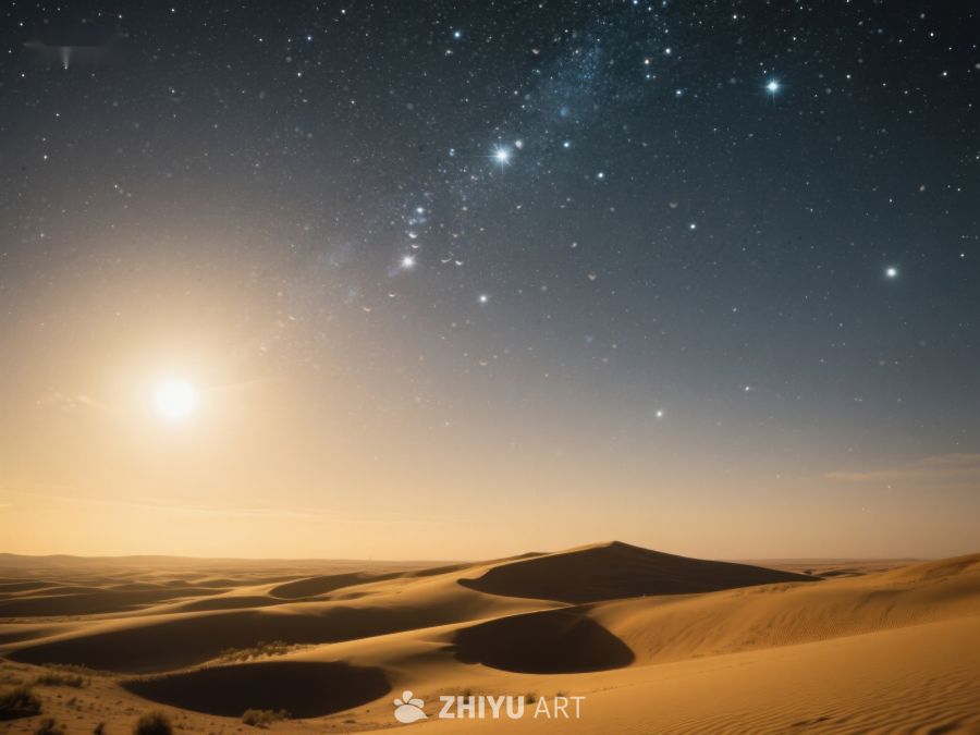 沙漠夜景：星空与月光下的沙丘 83