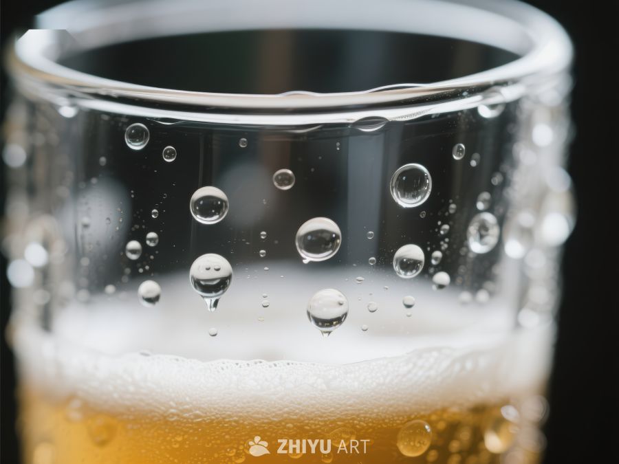 冰凉啤酒杯中的气泡特写 10