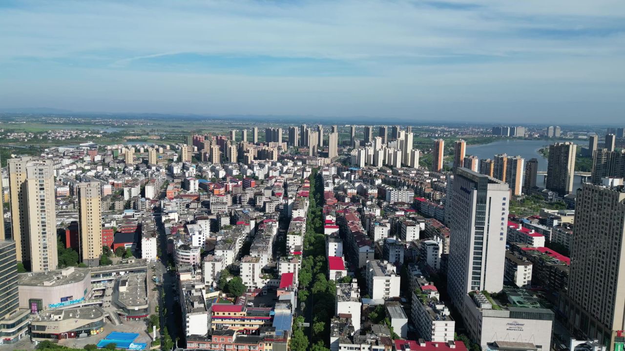  航拍鹰潭大景鹰潭城市天际线