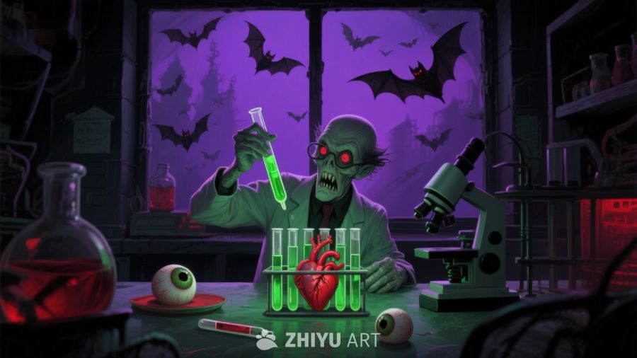 实验室中的绿色科学家进行神秘实验