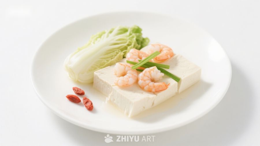 虾仁豆腐配白菜
