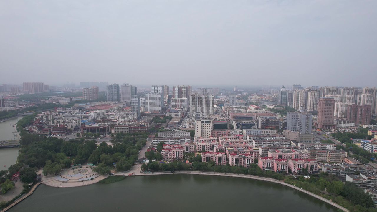 河北沧州城市风光地标建筑航拍  
