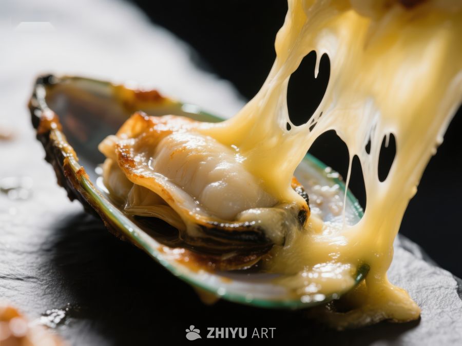 烤扇贝配融芝士，美味诱人