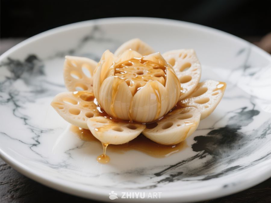 莲藕花式摆盘，淋上蜂蜜 793