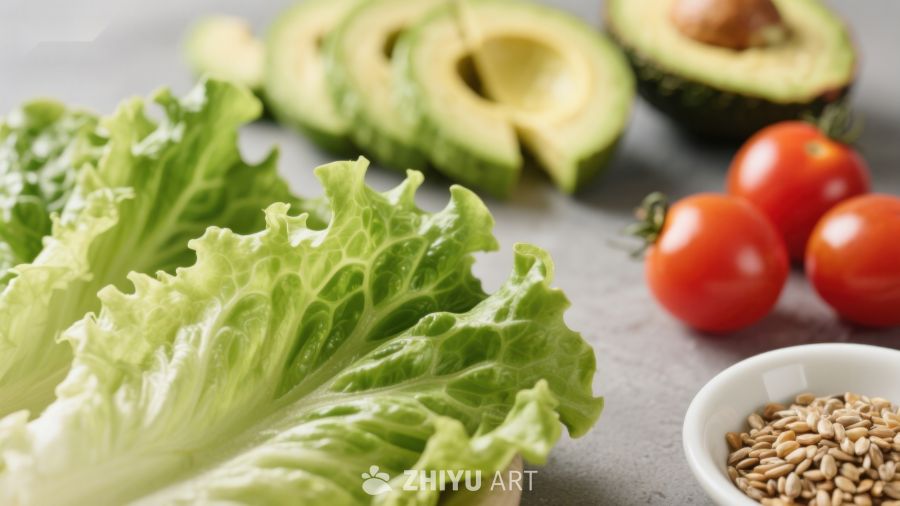 新鲜蔬菜与坚果食材展示