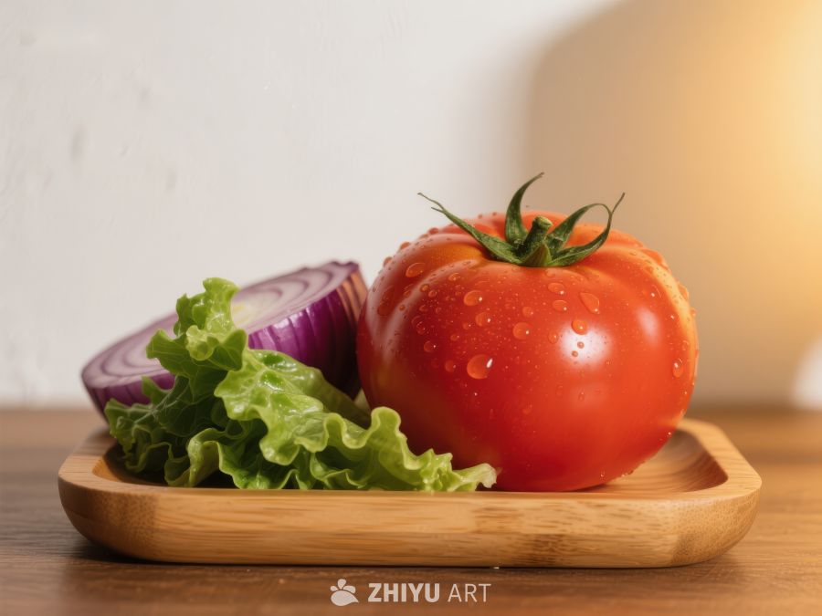 新鲜番茄与生菜、洋葱的组合 195