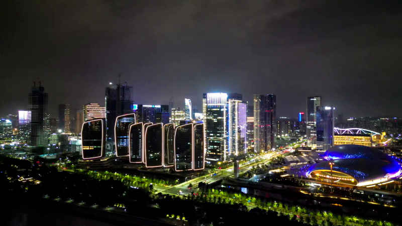 浙江杭州城市风光航拍摄影图 