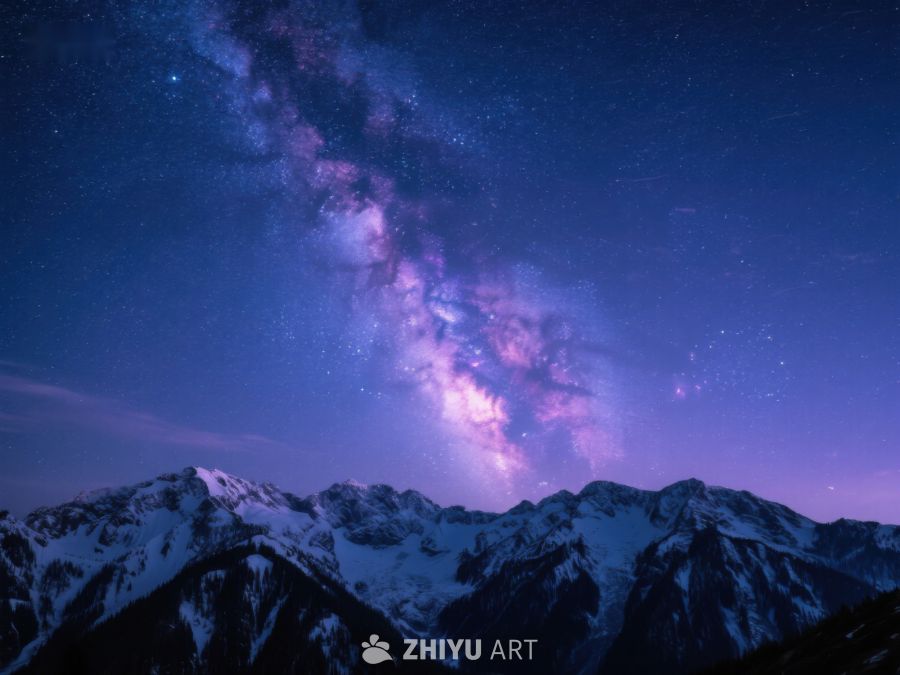 雪山夜景与银河星空 219