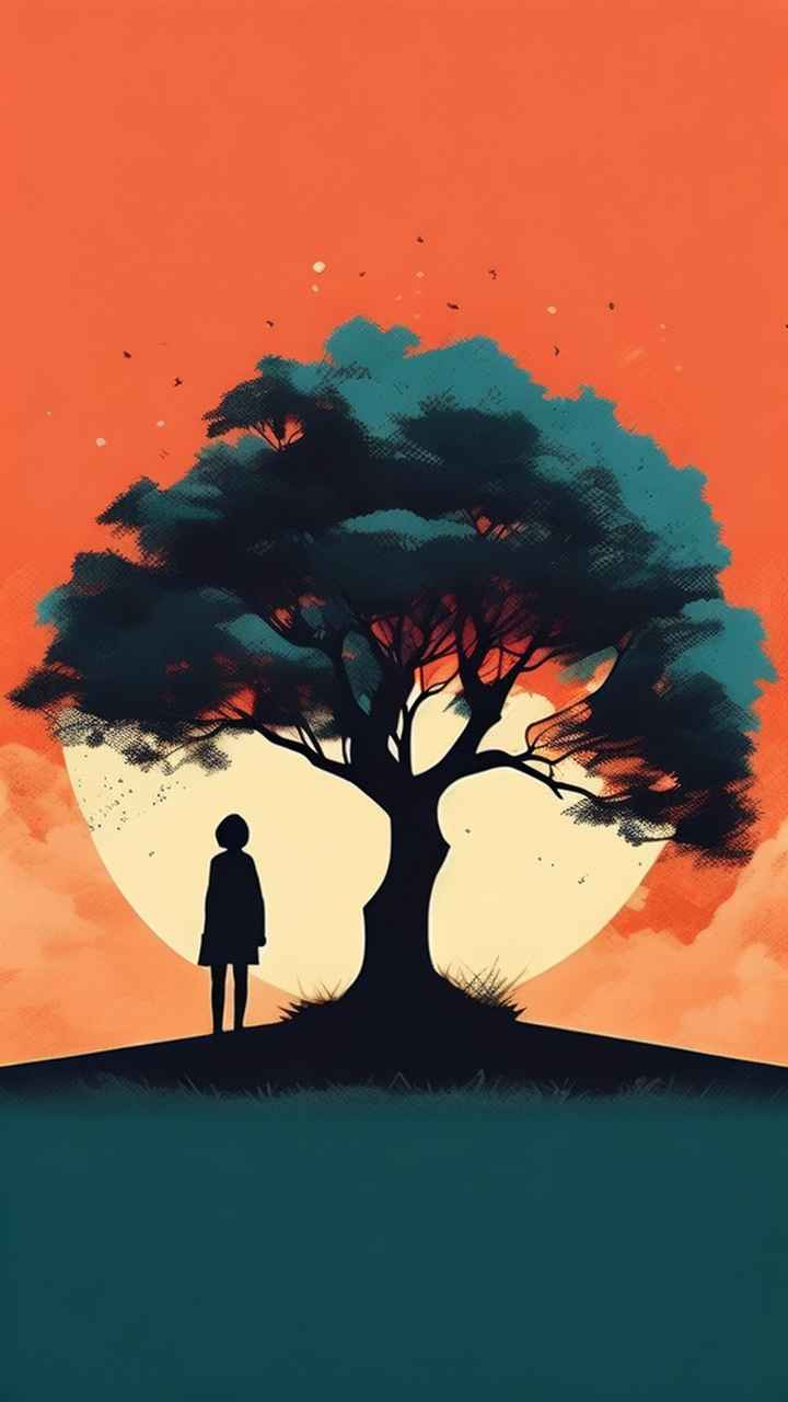 一幅画画着树极简主义 10