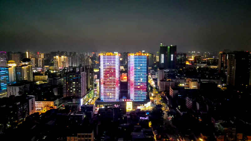 湖北襄阳城市风光航拍摄影图