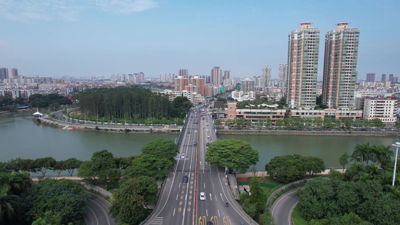 广东东莞城市交通万江大桥航拍