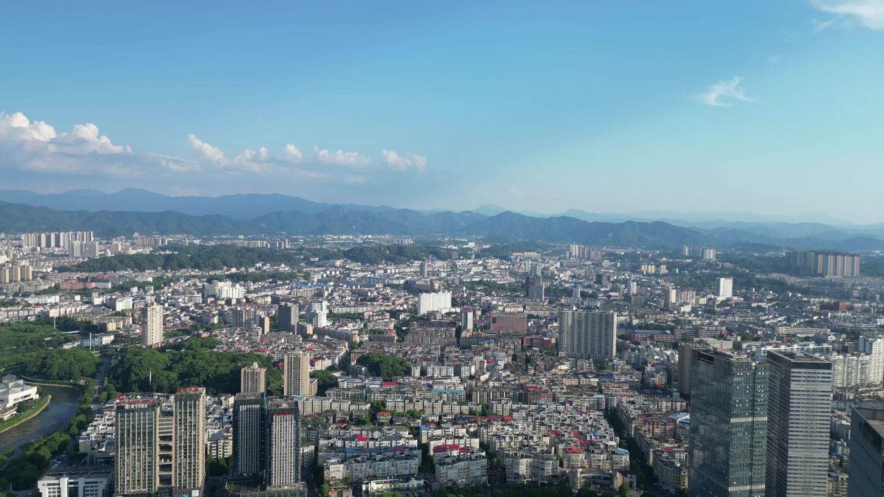 航拍江西萍乡城市天际线萍乡大景
