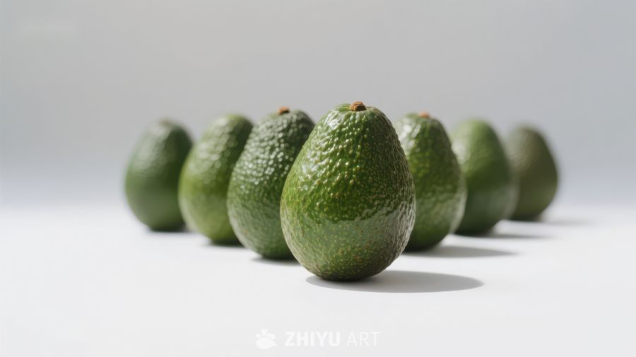 排列整齐的绿色牛油果