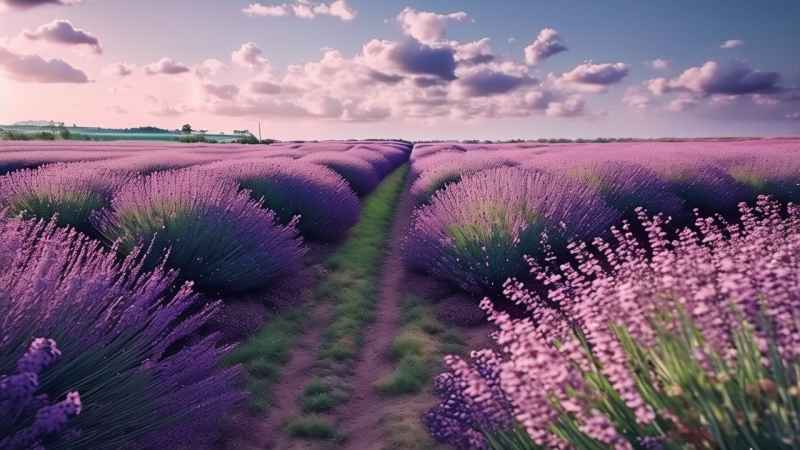 一片紫色的薰衣草田 11
