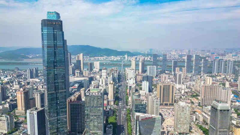 湖南长沙城市风光航拍摄影图 