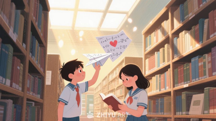 图书馆中的纸飞机与阅读时光 309