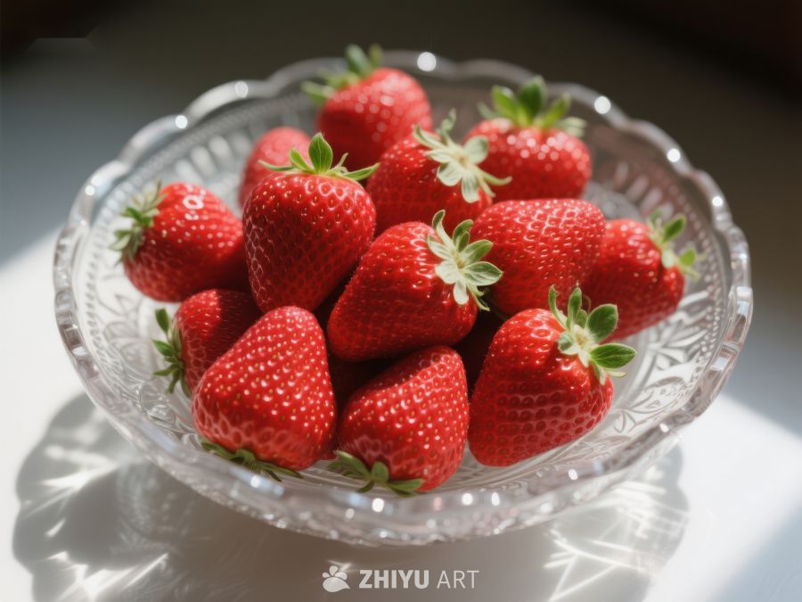 玻璃碗中的新鲜草莓 13