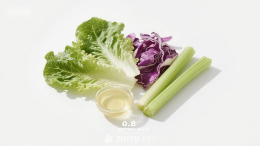 新鲜蔬菜与调味油组合