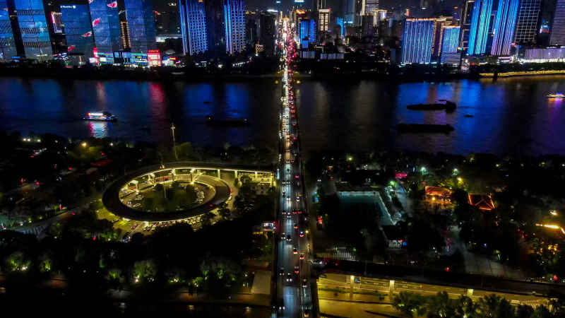 湖南长沙城市风光航拍摄影图 