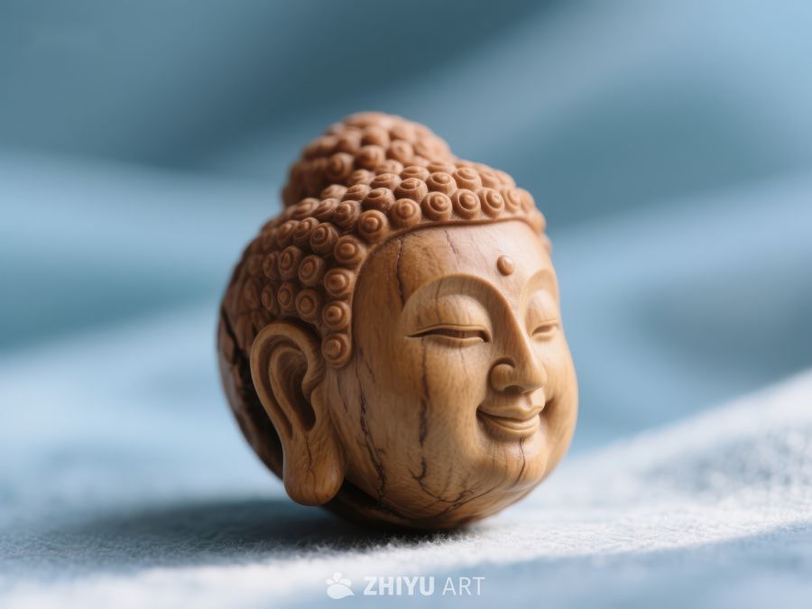木雕佛头，宁静祥和 388