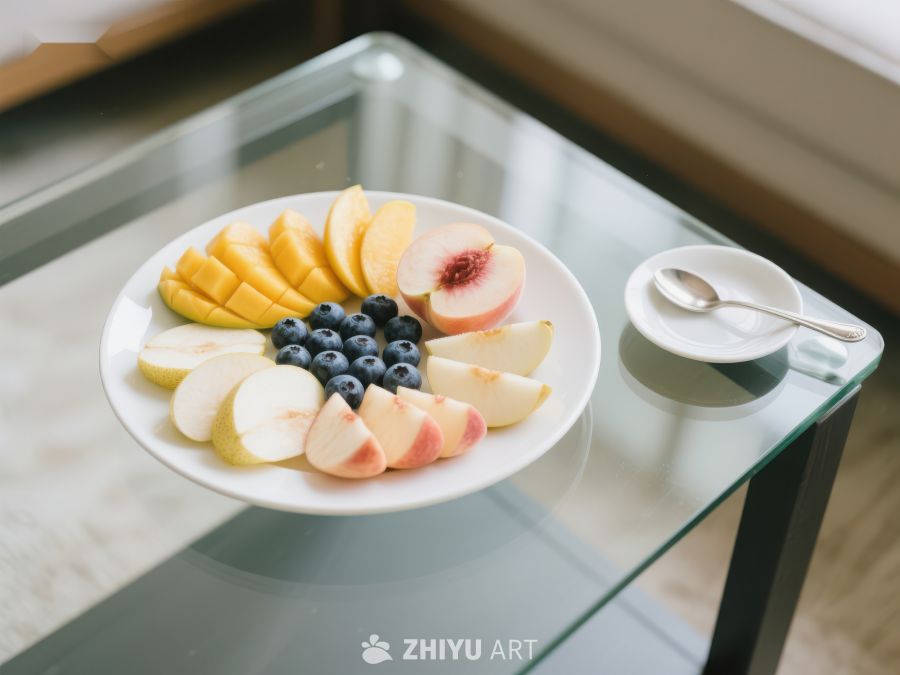 新鲜水果拼盘与茶杯 623